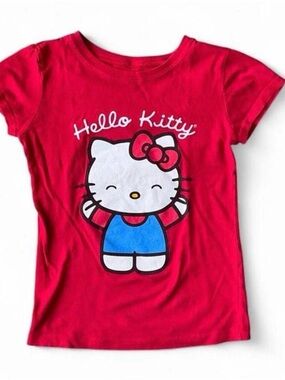 Vintage Y2K Hello Kitty Red Baby Tee Graphic Fitted Crop Top XS Small